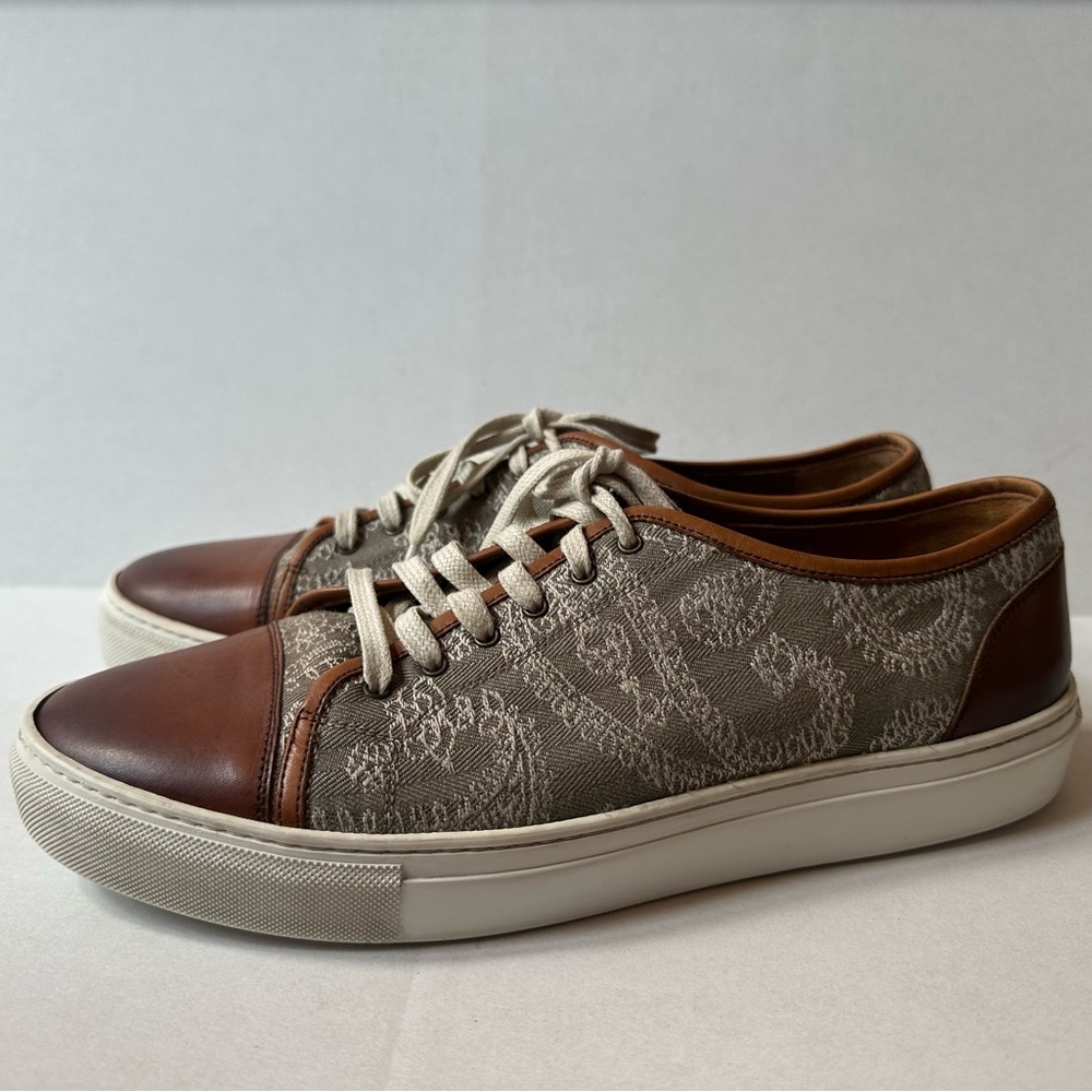 TAFT Jack Neutral Paisley Jacquard Design Sneakers With Leather Size 44 (11) EUC - Picture 3 of 12